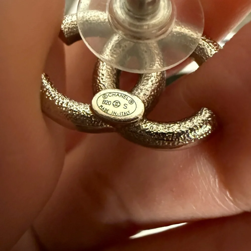 Chanel‎ Classic Silver Crystal CC Earrings